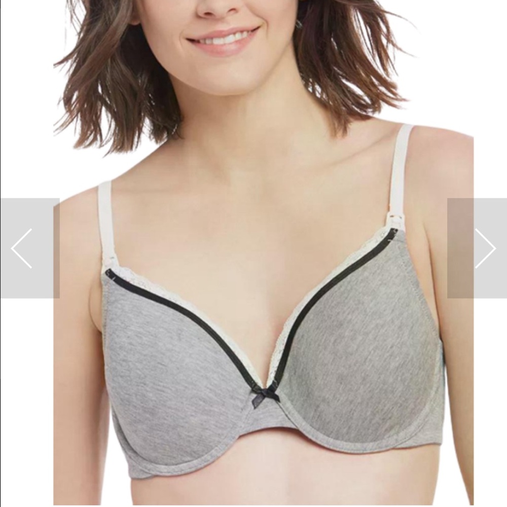 Motherhood Maternity 36B 99849 Lace-Trim Cotton Underwire Nursing Bra NWT - Picture 2 of 5